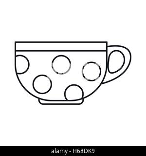 Empty single teacup outline illustration over white Stock Photo