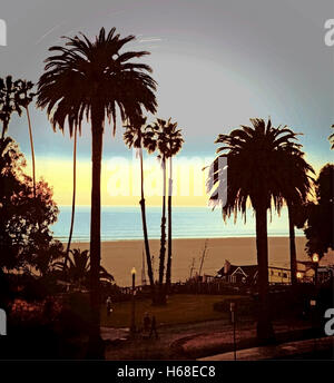 Twilight in Santa Monica, Los Angeles, California, photography digitally adjusted. Stock Photo