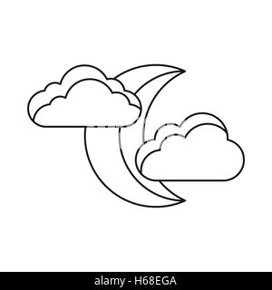 Moon and clouds icon, outline style Stock Vector