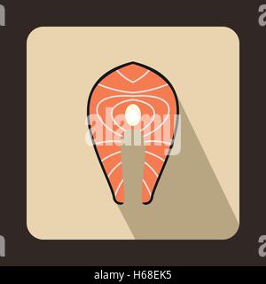 Salmon steak icon in flat style Stock Vector