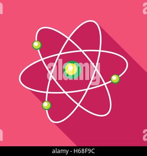 Atom with electrons icon in flat style Stock Vector
