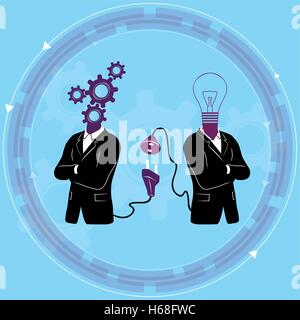 Searching and finding idea / solution in teamwork / network. Stock Vector