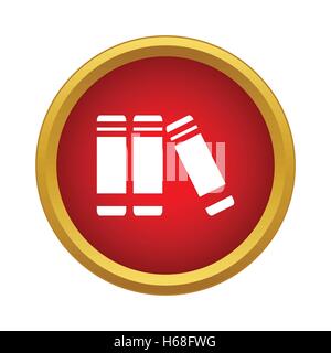 Books on the shelf icon, simple style Stock Vector