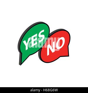 Speech bubble yes no icon, isometric 3d style Stock Vector