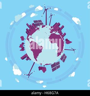 Renewable energy on planet earth - background. Stock Vector