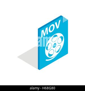 MOV video file extension icon, isometric 3d style Stock Vector