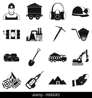 Mining icons simple set Stock Vector