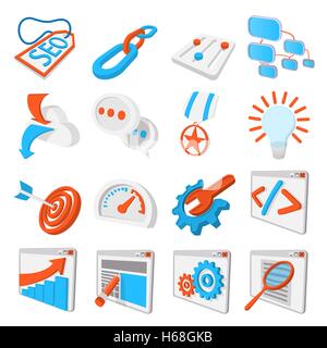 Seo 16 cartoon icons set Stock Vector