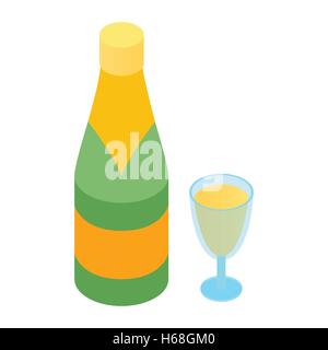 Champagne and glass isometric icon Stock Vector