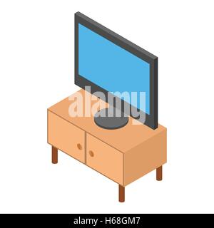 TV on the nightstand isometric Stock Vector