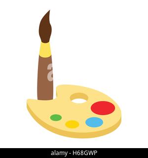 Palette with brush isometric 3d icon Stock Vector