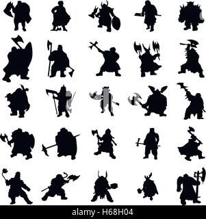 Dwarf silhouettes set Stock Vector