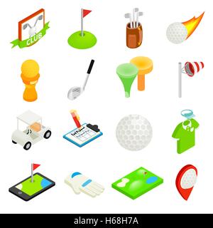 Golf isometric 3d icon set Stock Vector