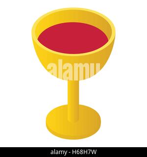 Gold cup with wine isometric 3d icon Stock Vector