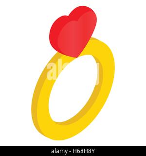 Ring with heart isometric 3d icon Stock Vector
