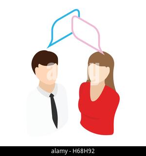 Male talking with female isometric 3d icon Stock Vector