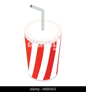 Paper cups with drink isometric 3d icon Stock Vector