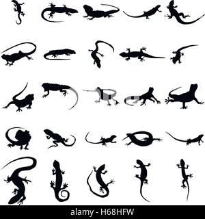 Lizards silhouettes set Stock Vector