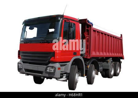 The red lorry isolated on a white background Stock Photo