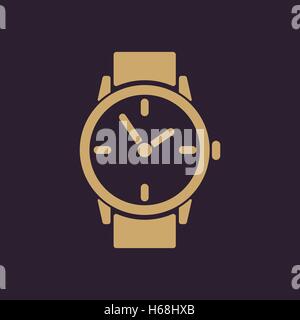 The watch icon. Clock and wristwatch, timer, time, stopwatch symbol. Flat Stock Vector