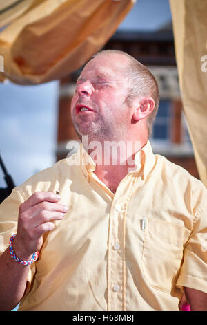 Chilli eating contest at the Oxfordshire Chilli Festival held in Abingdon Stock Photo