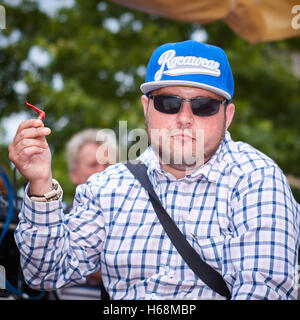 Chilli eating contest at the Oxfordshire Chilli Festival held in Abingdon Stock Photo