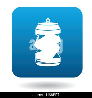 Crumpled empty soda or beer can icon, simple style Stock Vector