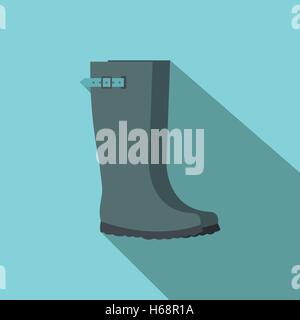 Grey rubber boots flat icon Stock Vector