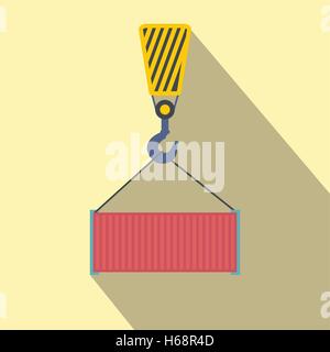 Crane lifts a red container with cargo Stock Vector