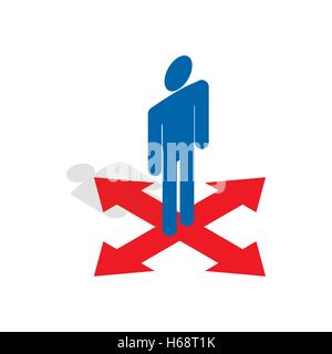 Man at crossroads icon, isometric 3d style Stock Vector