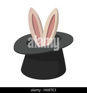Rabbit appearing from a top magic hat cartoon Stock Vector