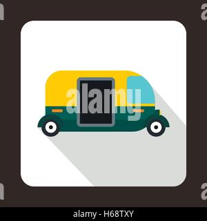 Thailand three wheel native taxi icon, flat style Stock Vector
