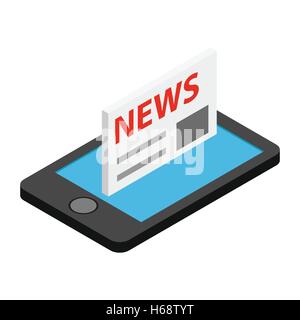 Mobile news isometric 3d icon Stock Vector