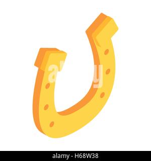 Golden horseshoes luck symbol isometric 3d icon Stock Vector