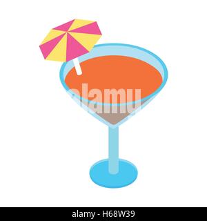 Cocktail with umbrella isometric 3d icon Stock Vector