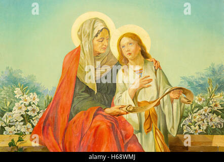 ROME, ITALY - MARCH 10, 2016: The painting of st. Ann with the Virgin Mary in church Basilica di Santa Maria Ausiliatrice Stock Photo