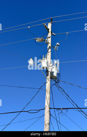 American wooden utility pole Stock Photo