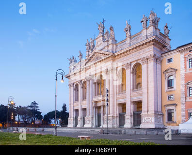 Rome - The facade of St. John Lateran basilica (Basilica di San Giovanni in Laterano) at dusk Stock Photo