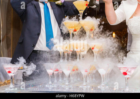 The glasses is composed of a slide for champagne Stock Photo