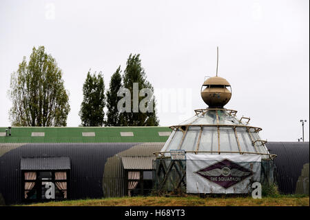 The Squadron wartime huts at North Weald Airfield, Essex, England, United Kingdom, Europe Stock Photo