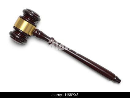 Wooden Law Gavel Isolated on White Background. Stock Photo