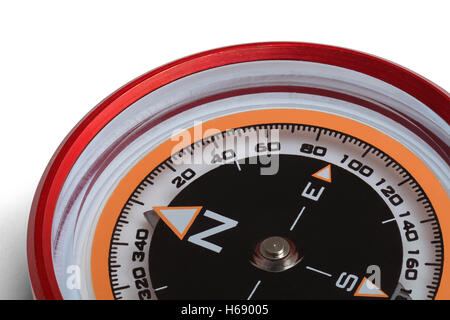 Red Metal Magnetic Compass Isolated on White Background. Stock Photo