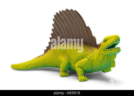 Plastic Green Dinosaur Toy Isolated on White Background. Stock Photo