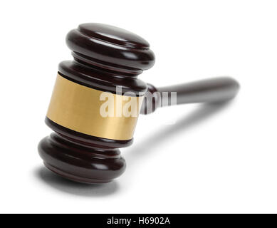 Wood Judge Gavel Isolated on White Background. Stock Photo