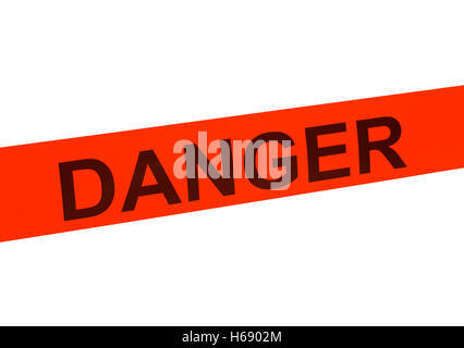 Orange Danger Cordon Tape Isolated on White Background. Stock Photo