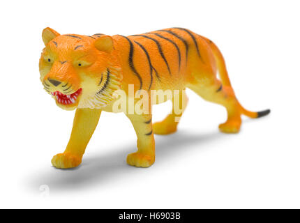 Plastic Tiger Toy Isolated on White Background. Stock Photo