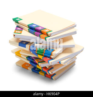 Pile of Medical Files Isolated on White Background. Stock Photo