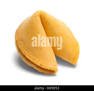 Single Chinese Fortune Cookie Isolated on White Background. Stock Photo