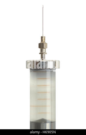 old vintage syringe with blood, isolated on white Stock Photo - Alamy