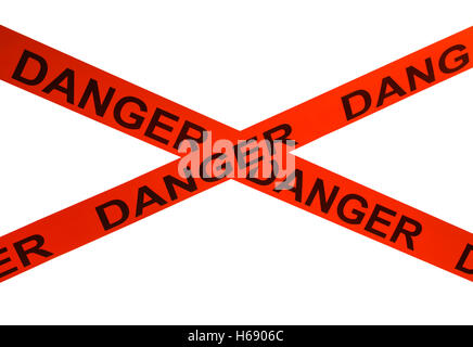 Orange Danger Cordon Tape Isolated on White Background. Stock Photo